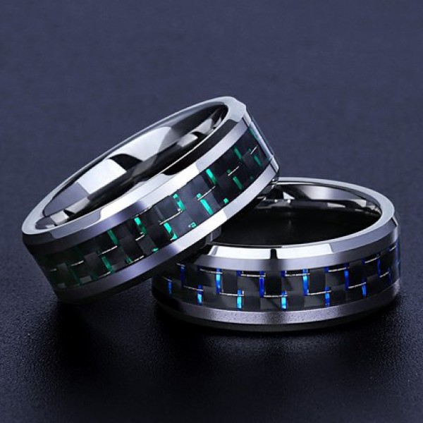 Tungsten Black Ring For Couples Mature and Cool Inlaid Carbon Fiber Polish Craft