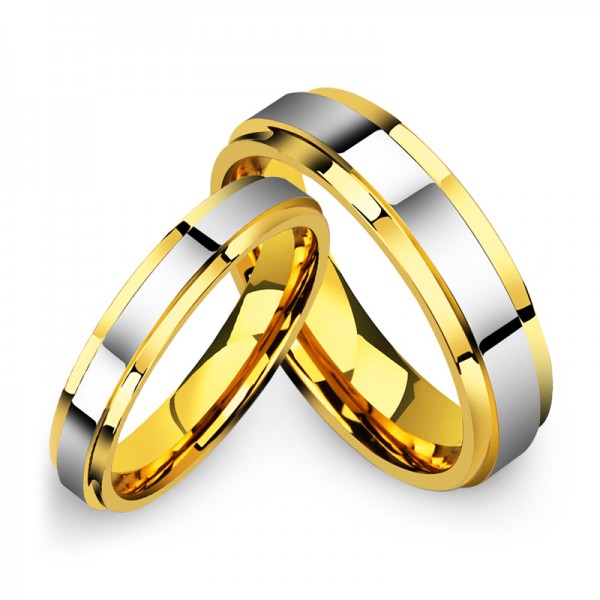 Tungsten Silvery and Golden Ring For Couple Luxury and Fashion Style Polish Craft