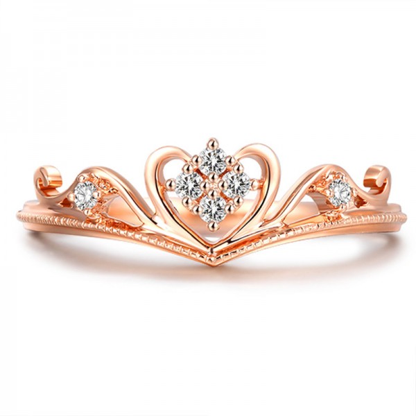 925 Silver Crown Ring Diamond Lover Ring
