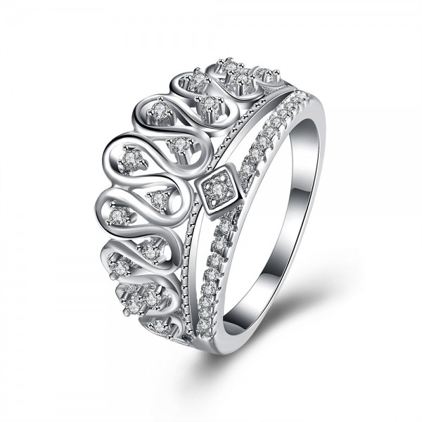 S925 Sterling Silver Retro Princess Crown Ring