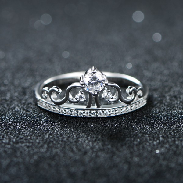 S925 Sterling Silver Ring Queen Crown Diamond Ring Proposal Ring