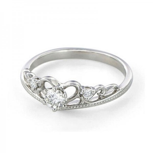 Baroque Princess Crown Diamond Ring 925 Silver 18K Gold Plated Wedding Ring 