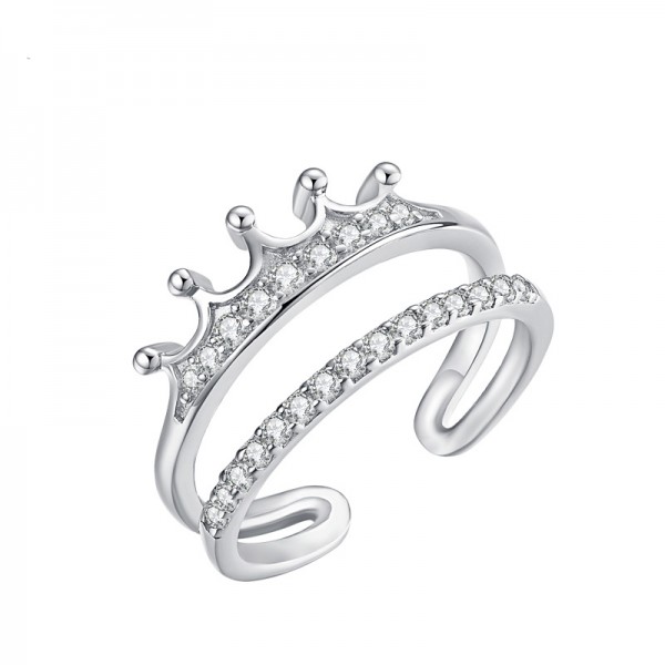 Sterling Silver Personality Open Crown Ring