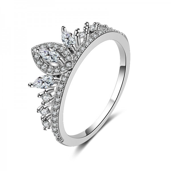 S925 Silver Crown And Diamond Ring