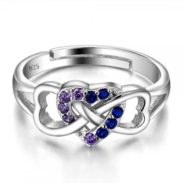 Sterling Silver Gold Plated Round Cubic Zirconia Sapphire Amethyst Sliver Open Rings