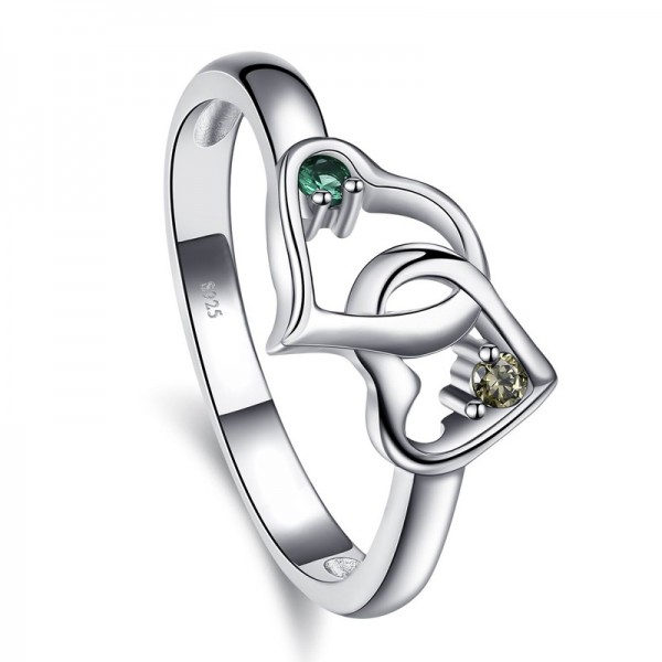 Sterling Silver Gold Plated Round Cubic Zirconia Emerald Champagne Sliver Rings
