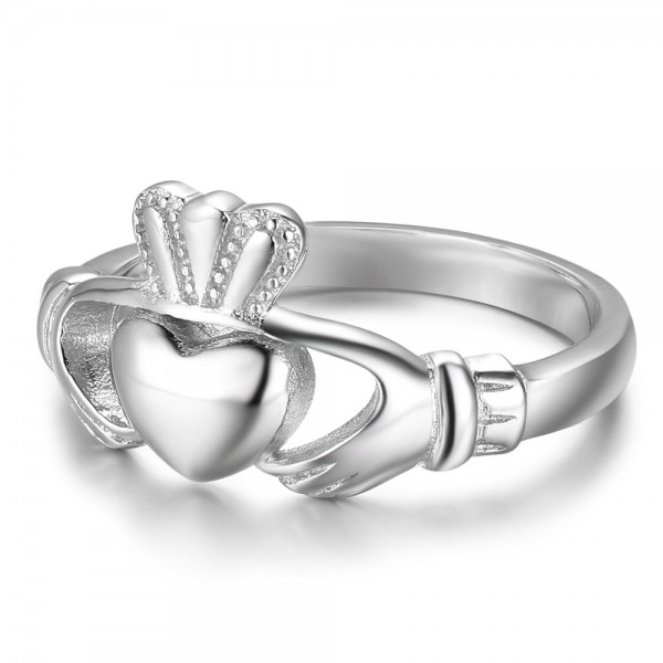 New S925 Sterling Silver Womens Heart With Hands Ring