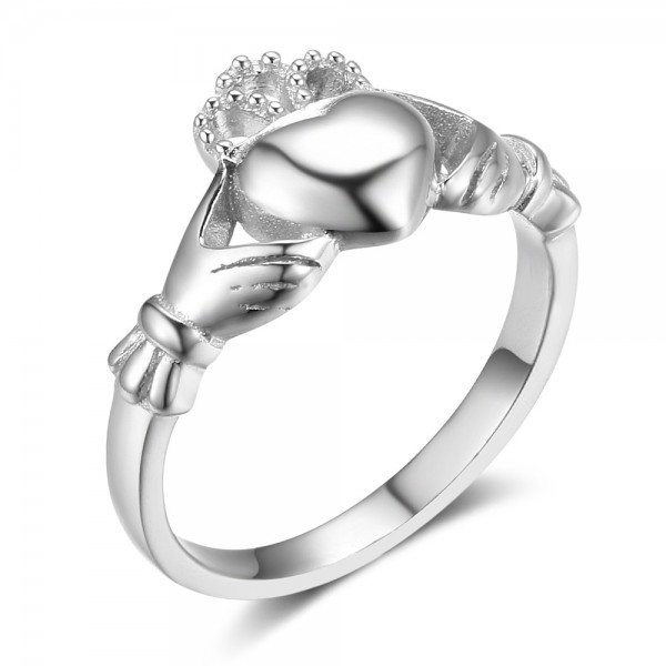 European S925 Sterling Silver Hollowed Crown And Heart Ring