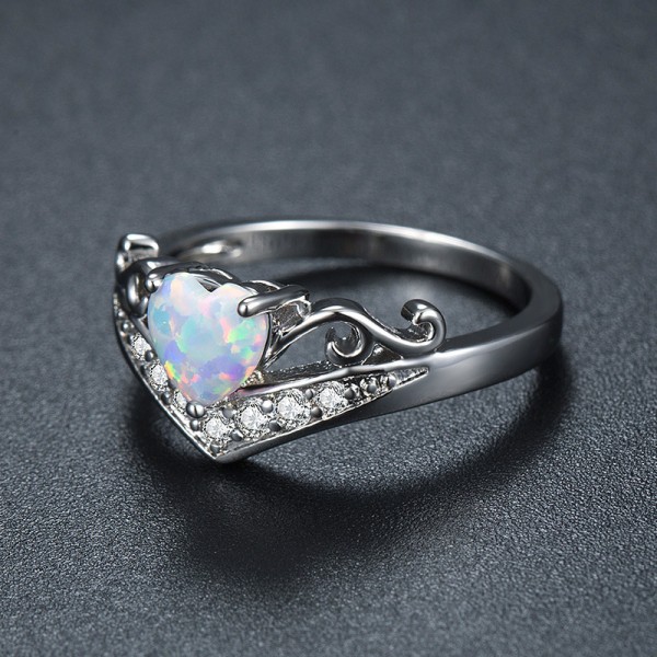 Hot Seller Heart Style Titanium Steel Aquamarine Ring