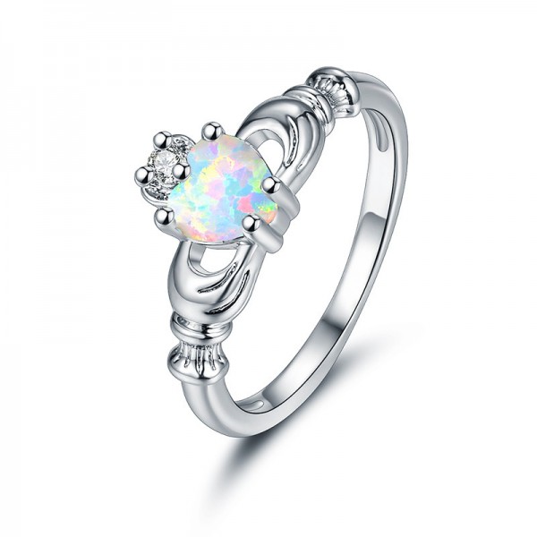 Sliver Plated Titanium Beautiful Heart Cubic Zirconia Ring