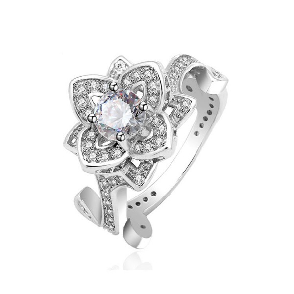 Gold Plating S925 Sterling Silver Stereoscopic Flower Rings