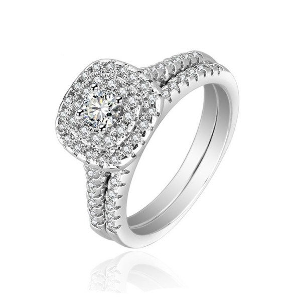 S925 Sterling Silver Round Cubic Zirconia Promise Engagement Rings