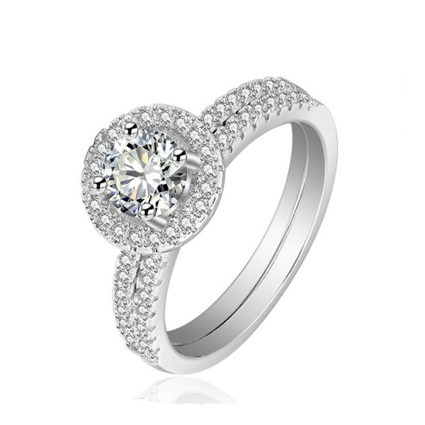 Classic S925 Round White Cubic Zirconia Engagement Rings