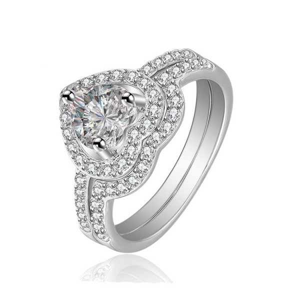 S925 Sterling Silver Platinum Plating Cubic Zirconia Rings