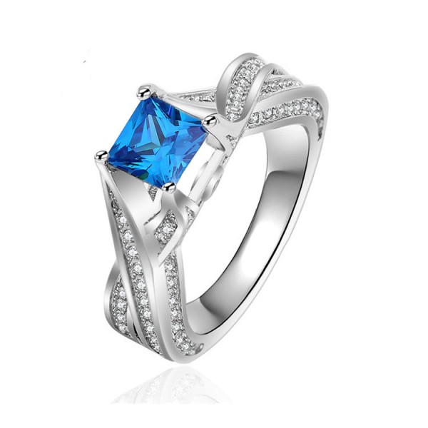 New Blue Cubic Zirconia S925 Wedding Promise Rings