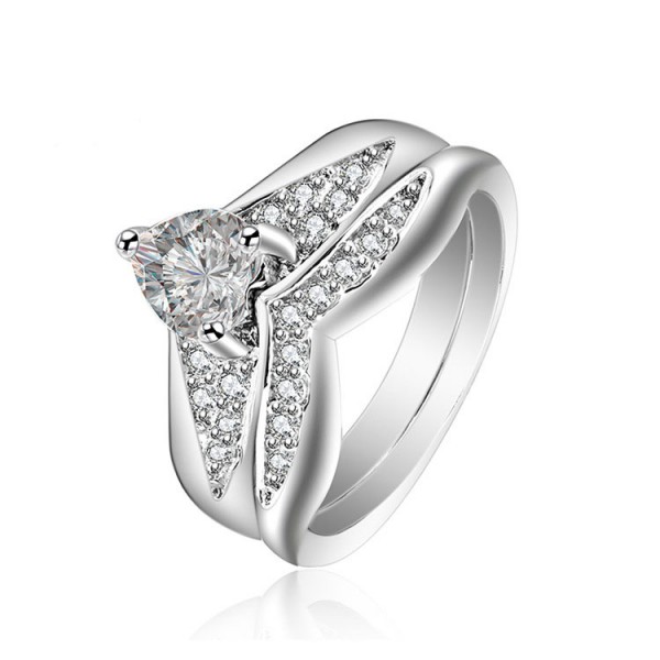 Heart Cut White Cz S925 Sterling Silver Wedding Rings Sets