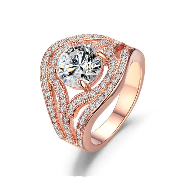 Fashion S925 Sterling Silver Rose Gold Plating Wedding Rings