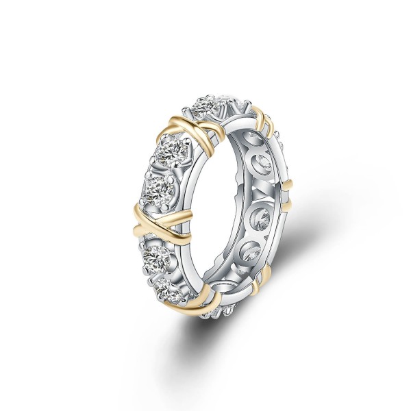 Classic S925 Two Color Tone Cubic Zirconia Wedding Rings