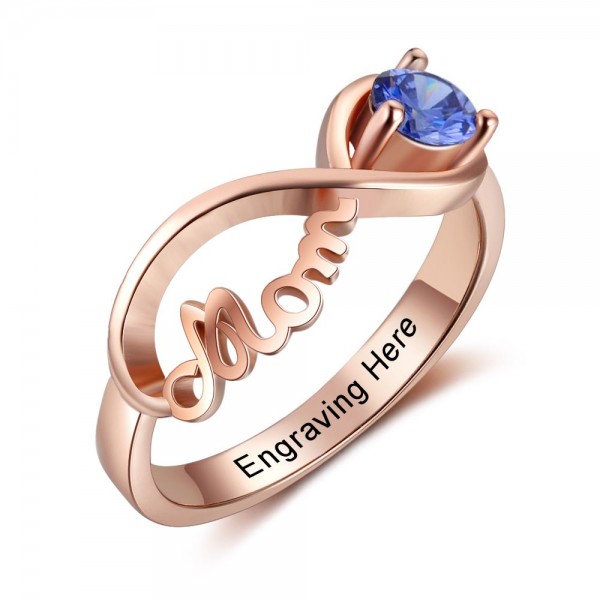 Rose Gold Birthstone Rings Mothers Rings 925 Sterling Silver Personalized Birthstone Family Cubic Zirconia Ring Mother's Day Gift