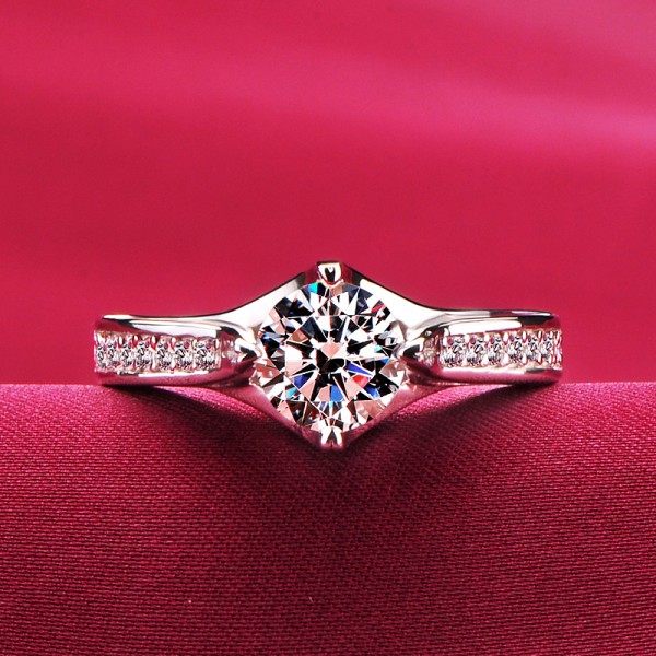1.0 Carat Inlaid With Small Diamonds ESCVD Diamonds Lovers Ring Wedding Ring Women Ring