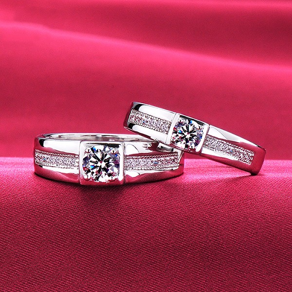 High Quality ESCVD Diamonds Lovers Rings Wedding Rings Cross Couple Rings
