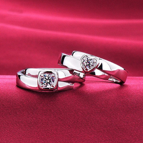 Unchanged Heart ESCVD Diamonds Lovers Rings Wedding Rings Couple Rings