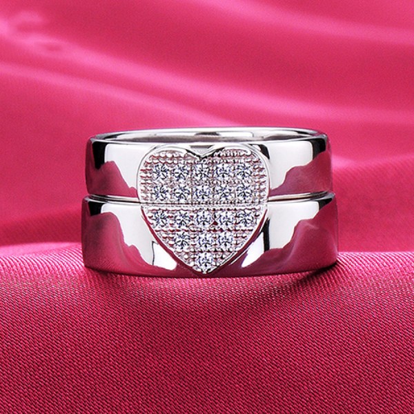 A Patchwork Of Heart ESCVD Diamonds Lovers Rings Wedding Rings Couple Rings