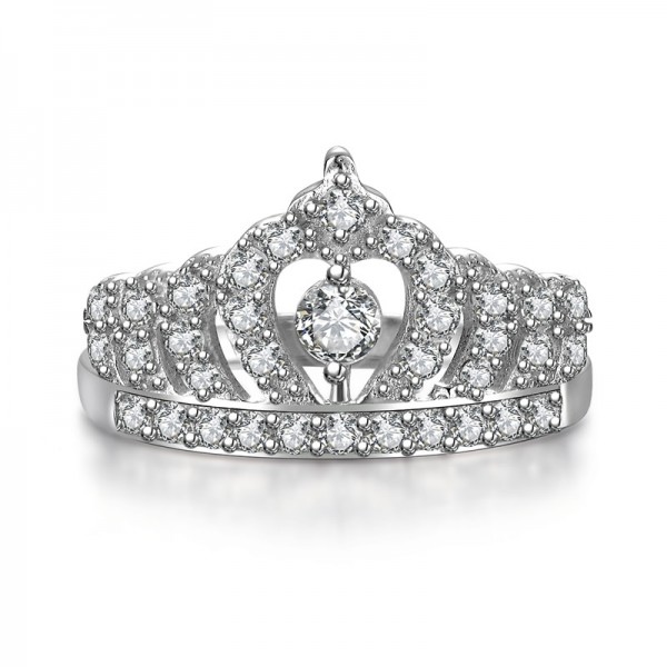 Crown SONA Diamond 925 Sterling Silver Wedding/Promise Ring