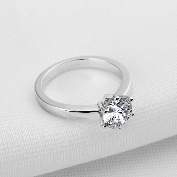 1.0ct Round Classic SONA Diamond 925 Sterling Silver Wedding/Promise Ring