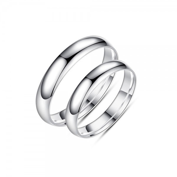 999 Silver Ring For Couples Simple and Fashion Style Inner Arc Design
