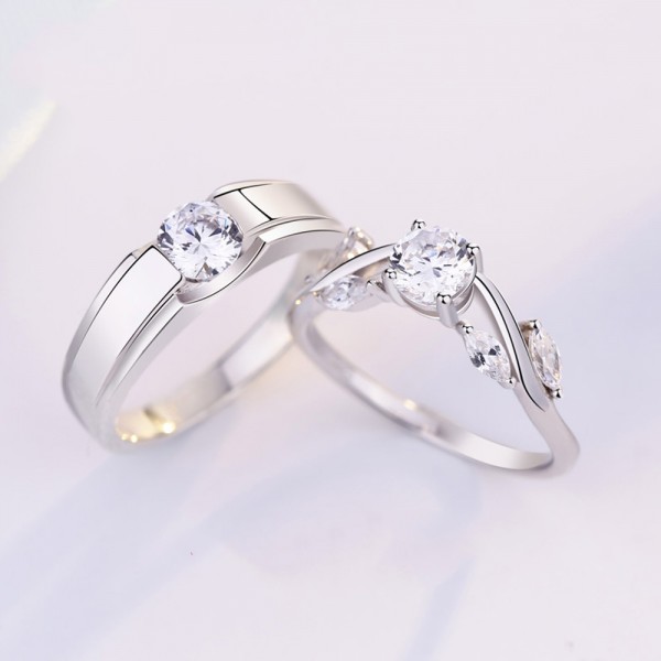 925 Silver Ring For Couples Inlaid Cubic Zirconia Unique and Fashion Style Original Design