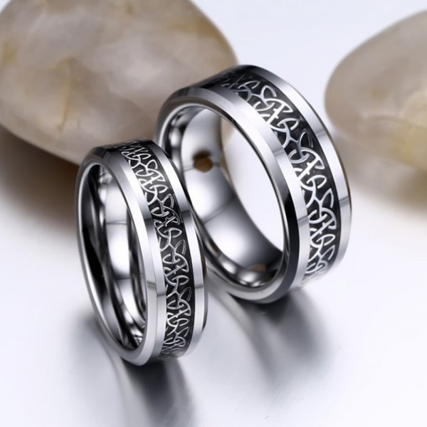 Tungsten Black Ring For Couples Inlaid Carbon Fiber Inner Arc Design ...