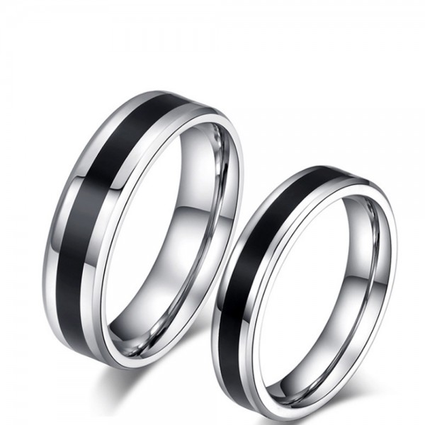 Titanium Black Ring For Couples Simple and Fashion Style Polish Craft