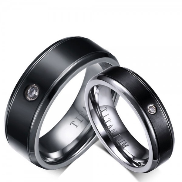 Titanium Black Ring For Couples Simple and Fashion Inner Arc Design Comfortable to Wear