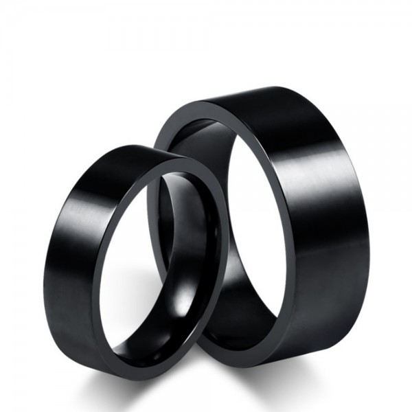 Titanium Black Ring For Couples Simple and Cool Polish Surface