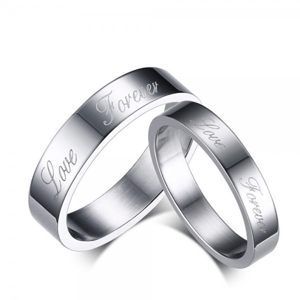 Stainless Steel Silvery Ring For Couples Simple and Fashion Lover Forever Engraved Polish Surface