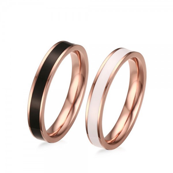 Stainless Steel Rose Gold Ring For Couples Dripping Gel Craft Simple and Fashion