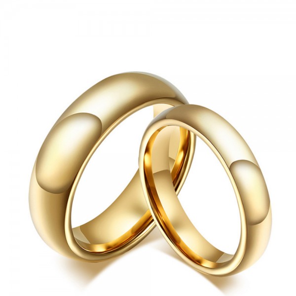 Titanium Golden Ring For Couples Simple and Luxury Inner Arc Design Polish Craft