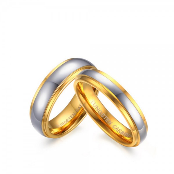 Tungsten Silvery Ring For Couples Gold-plating Simple and Fashion Style Polish Craft