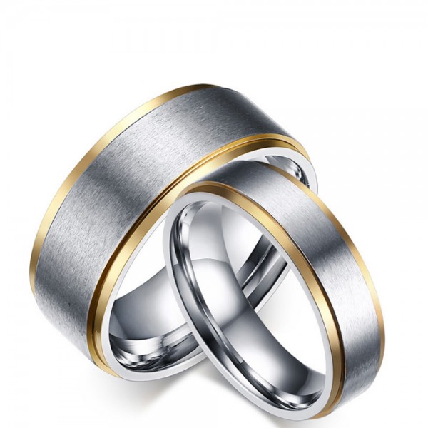 Titanium Silvery Ring For Couples Gold-plating Simple and Fashion Inner Ard Deisgn Polish Craft