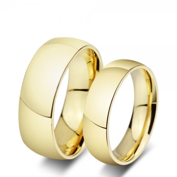 Titanium Golden Ring For Couples Simple and Fashion Style Smooth Surface