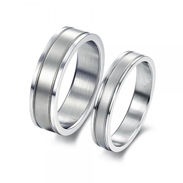 Titanium Silvery Ring For Couples Simple and Fashion Style Fluted Craft