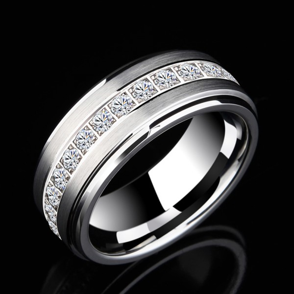 Tungsten Men's Ring Stars Design Brushed Craft Simple and Vogue Style