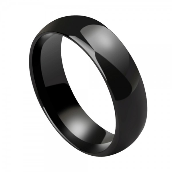Ceramics Black Couple Rings Glossy Inner Arc Design Simple and Vogue Style