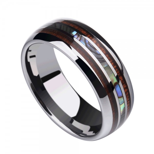 Tungsten Men's Ring Shellfish and Acacia Design Charming Vogue and Leisure Style Polish Craft