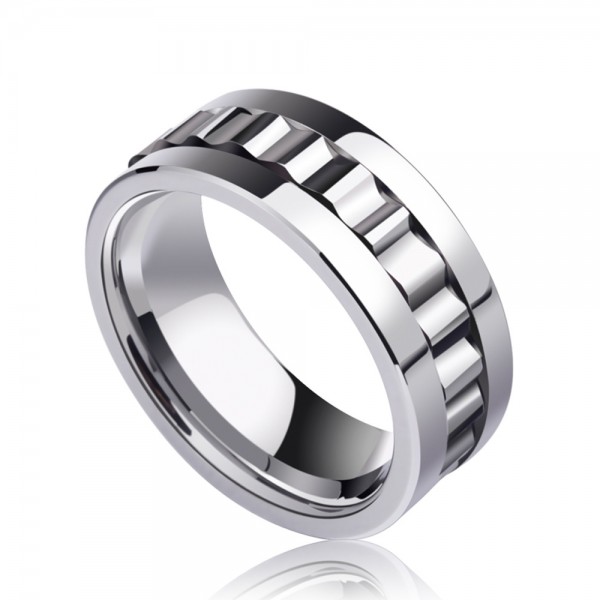 Tungsten Men's Ring Rotatable Wheel Polish Inner Arc Craft Cool Highlight Personality 