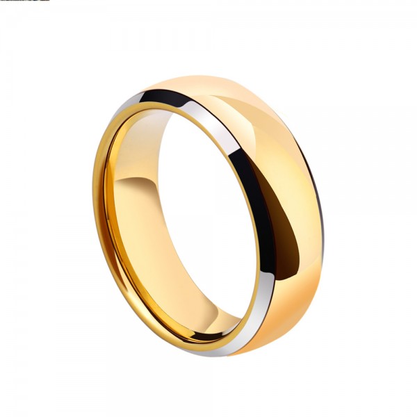 Tungsten Men's Gold Ring Simple Vogue Style Handsone Polish Craft Optional Colors 