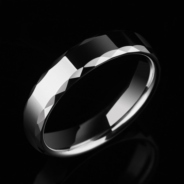 Tungsten Men's Silvery Ring Wheel Design Cutting and Polish Craft Simple and Vogue Style Glossy