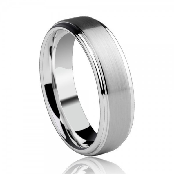 Tungsten Men's Silvery Ring Brushed Semi-glossy Simple and Vogue Style Inner Arc