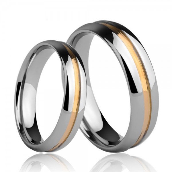 Tungsten Couple Rings Silvery and Gold Simple and Vogue Style Polish Craft